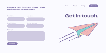 Elegant 3D Contact Form with Interactive Animations