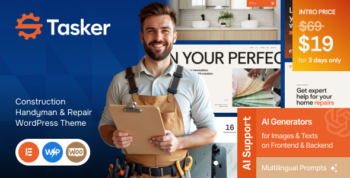Tasker - Construction Handyman & Repair WordPress Theme